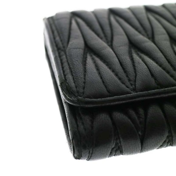 Miu Miu Double Hook Long Wallet Black Nappa Line - Picture 4 of 8